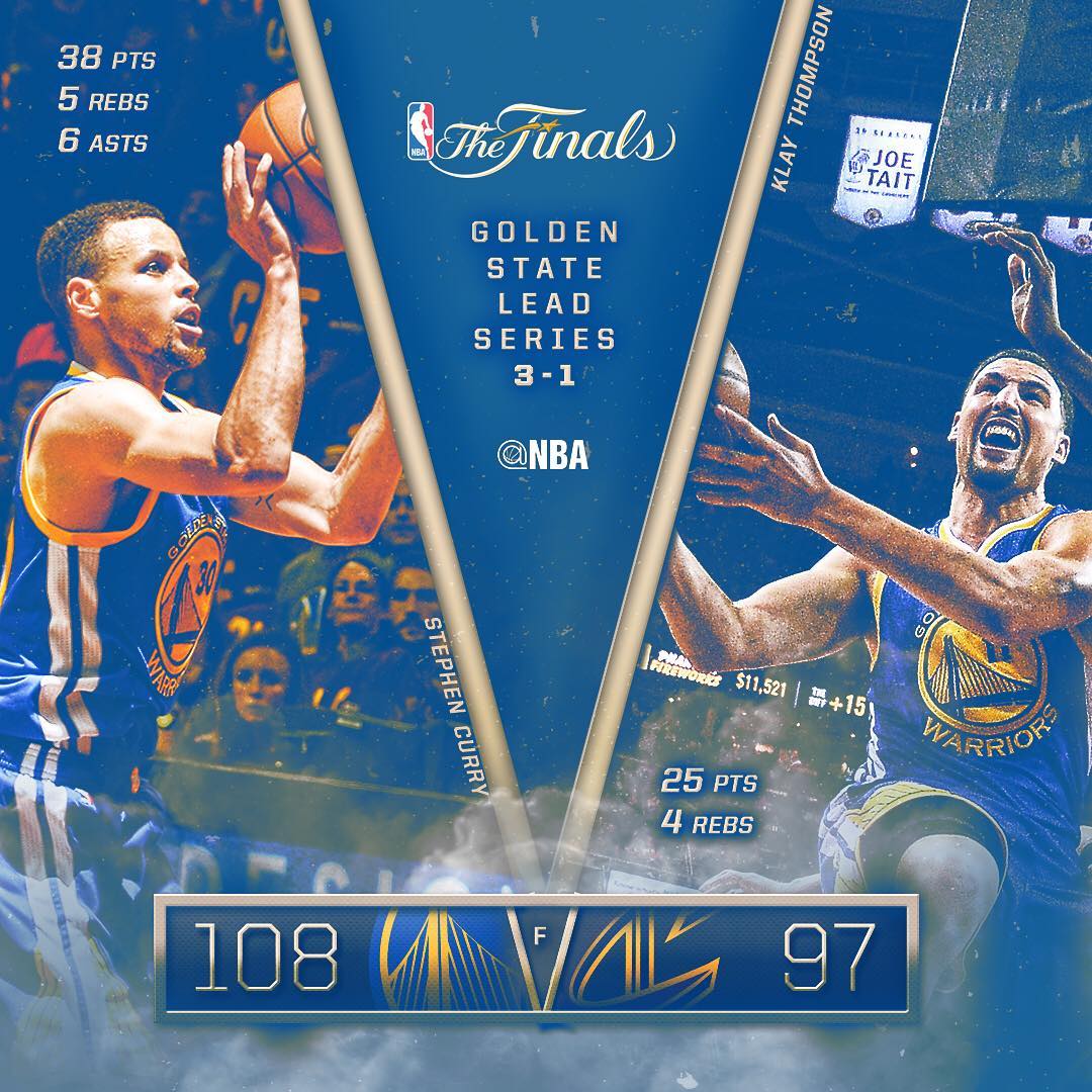 NBA  骑士主场不敌勇士 G4 输球，大比分 1-3