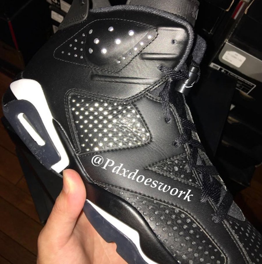 384664-020,Air Jordan 6,AJ6  全身打孔！Air Jordan 6 “Black Cat”全貌曝光