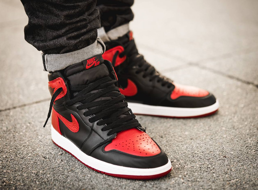 555088-001,AJ1,Air Jordan 1,AJ 555088-001AJ1黑红 黑红禁穿 Air Jordan 1 High “Banned” 上脚实拍来一波！