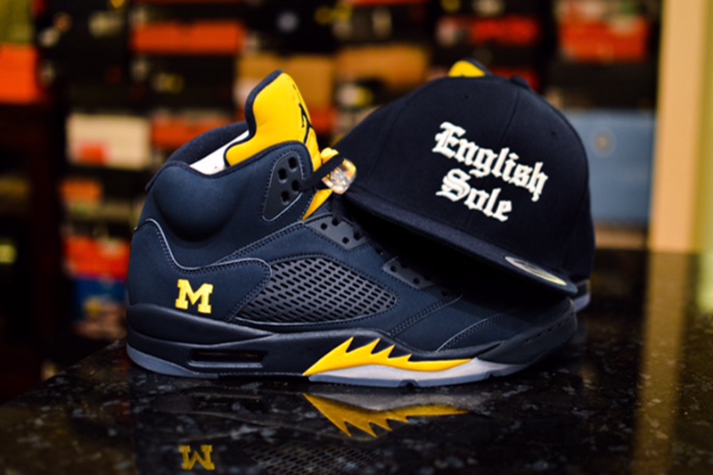 AJ5,Air Jordan 5  专属配色！Air Jordan 5 “Michigan” PE 细节近赏