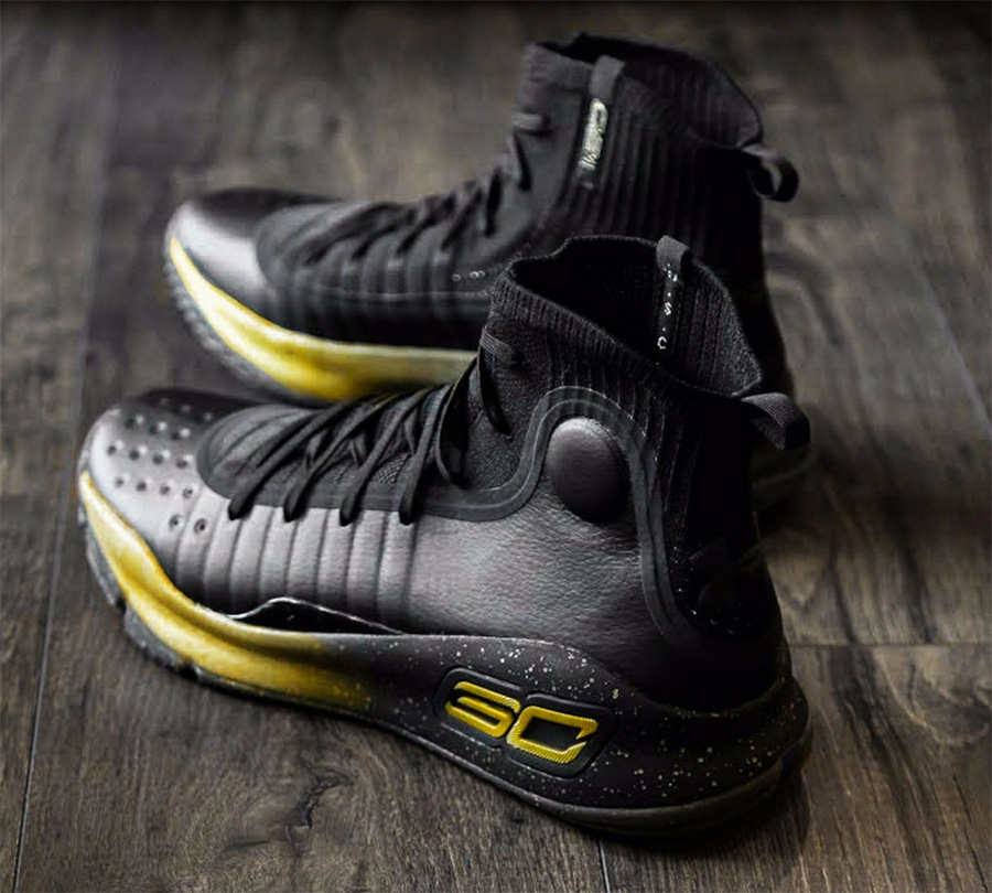 Under Armour,Curry 4  今天库里在 G4 上脚了一双黑金 Curry 4！