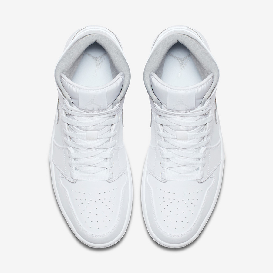 AJ1,Air Jordan 1 Mid,554724-10  简练白银！Air Jordan 1 Mid “Metallic Silver” 现已发售