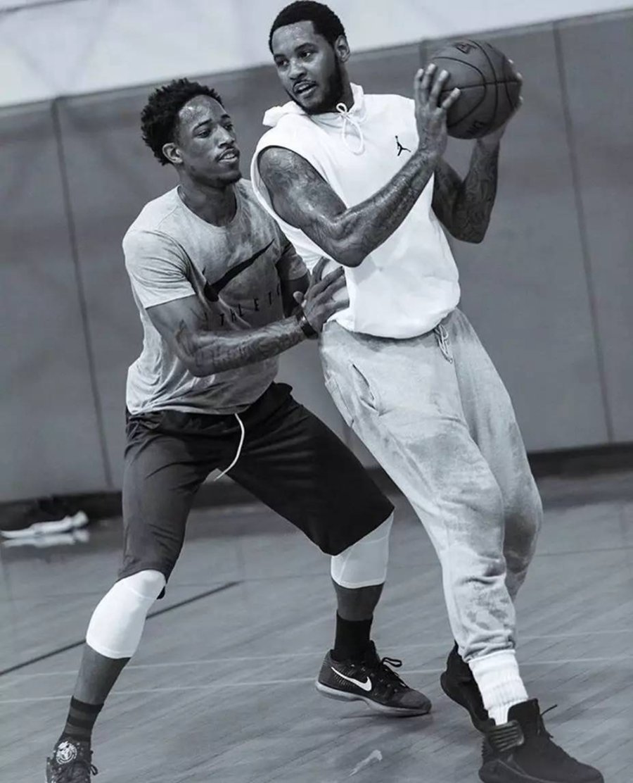 Jordan Melo M14,Jordan Brand  疑似 Jordan Melo M14？安东尼亲着新战靴现身训练场