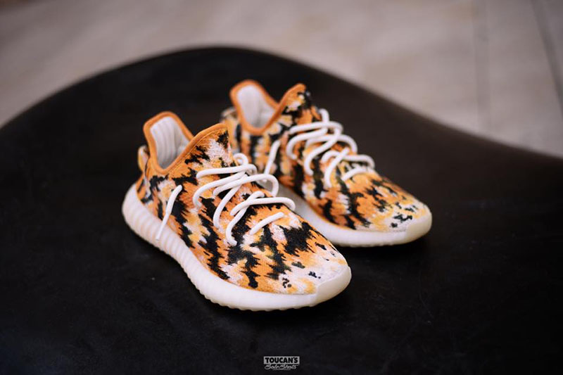 Yeezy，Dent Kicks Custom，adidas  想要个性又浮夸？这双虎纹定制 addias Yeezy 350 V2 如何？