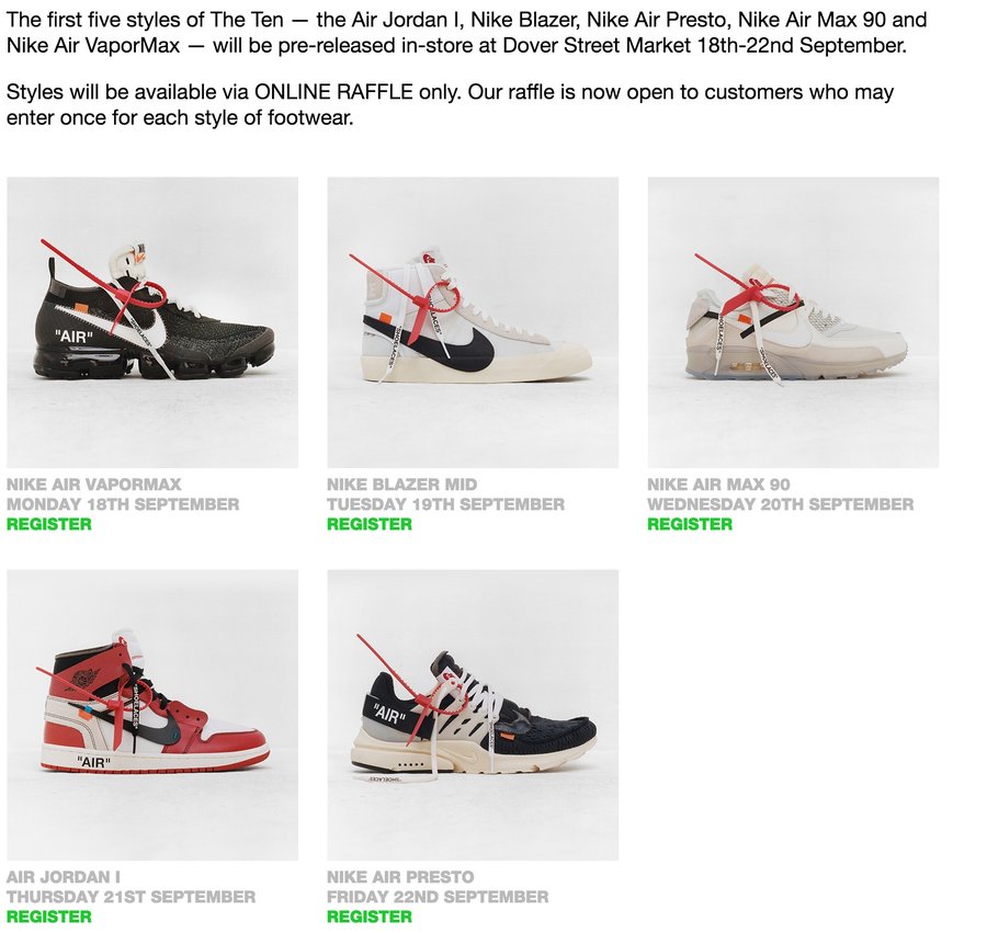OFF-WHITE,Nike,目前,开放,抽签,登记,但,有  OFF-WHITE x Nike 目前开放抽签登记，但有地域限制