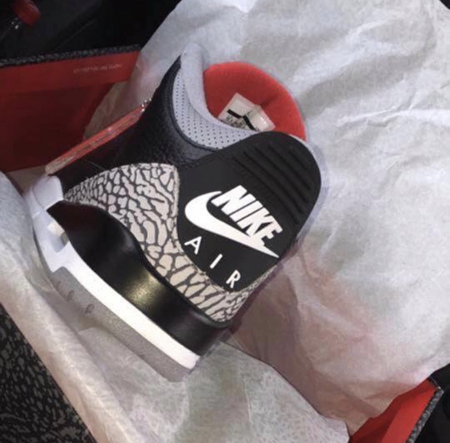 AJ3,Air Jordan 3,854262-001  男款实物首次曝光！黑水泥 Air Jordan 3 将于明年二月发售