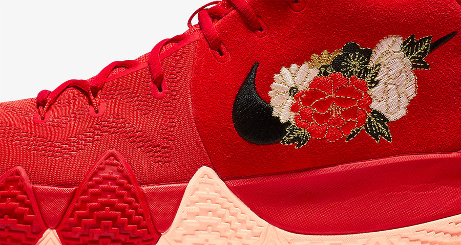 Kyrie 4,Nike,CNY,943807-600  喜庆大红+刺绣花卉！新年主题 Kyrie 4 “CNY” 明早正式发售