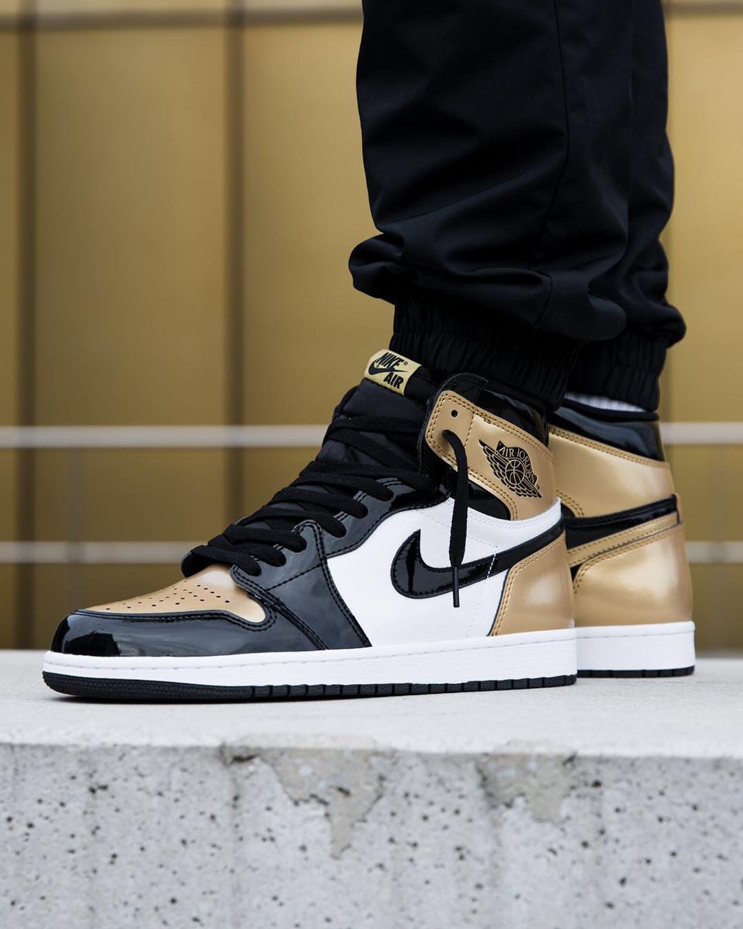 Air Jordan 1,Gold Toe,AJ1,8614  亮眼夺目！Air Jordan 1 NRG “Gold Toe” 上脚美图欣赏