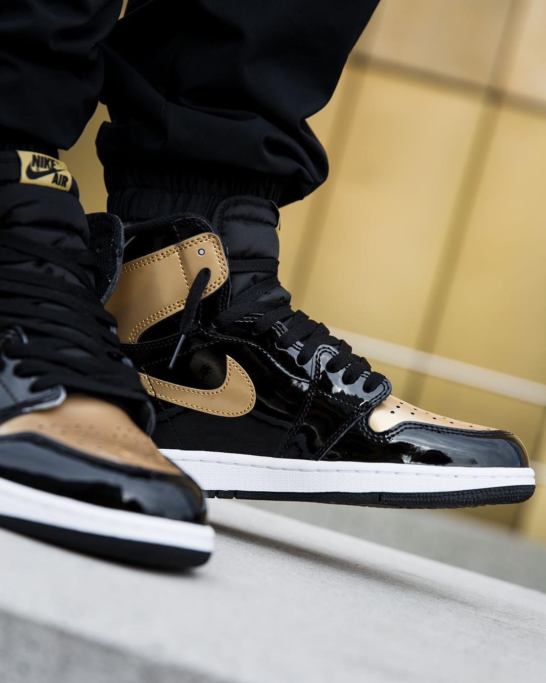 Air Jordan 1,Gold Toe,AJ1,8614  亮眼夺目！Air Jordan 1 NRG “Gold Toe” 上脚美图欣赏