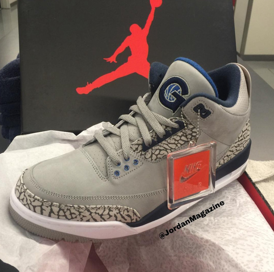 AJ3,Air Jordan 3  灰鞋面配灰爆裂！Air Jordan 3 Georgetown Hoyas PE 曝光
