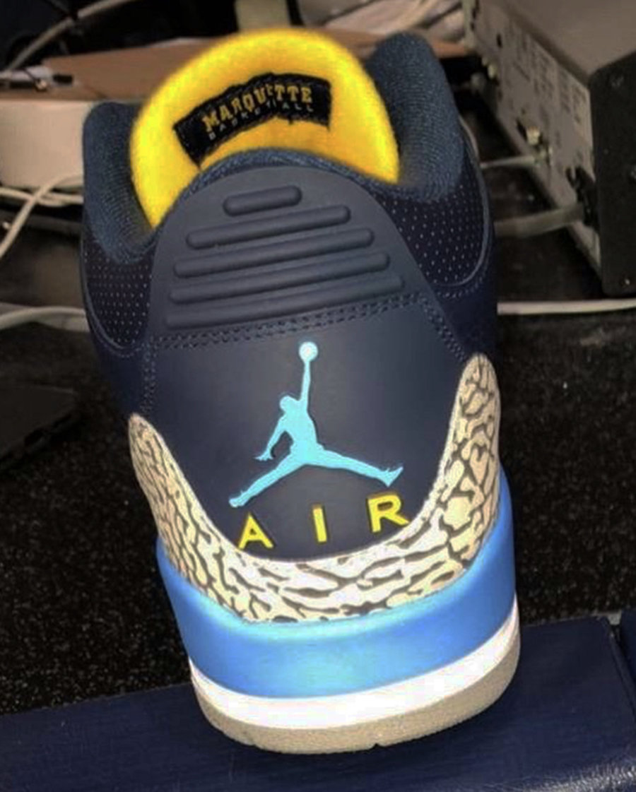 Air Jordan 3，AJ3  依然球队专属！Air Jordan 3 Marquette PE 曝光