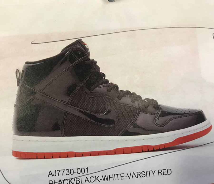 Nike,SB Dunk High,AJ7730-001  经典黑红！Nike SB Dunk High “Bred” 曝光