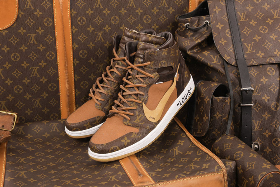 OFF-WHITE, Air Jordan 1,球鞋定制  鞋中奢侈品！LV 定制 OFF-WHITE x AJ1 你猜卖多少钱？