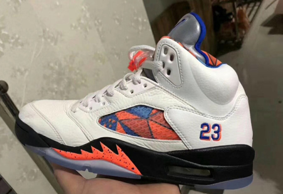 AJ5,Air Jordan 5,136027-148  质感出众 + 醒目蓝橙！全新配色 Air Jordan 5 实物完整曝光