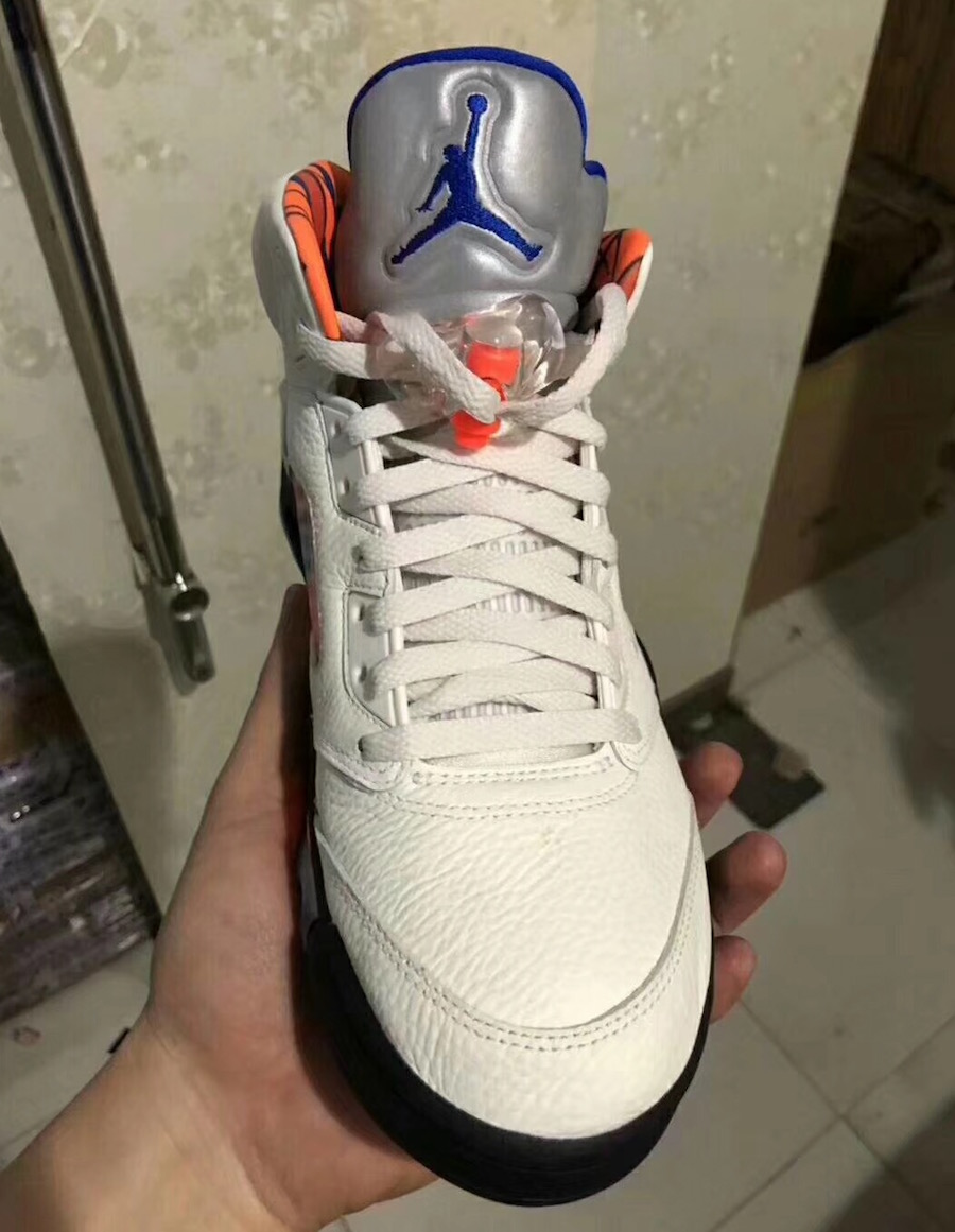 AJ5,Air Jordan 5,136027-148  质感出众 + 醒目蓝橙！全新配色 Air Jordan 5 实物完整曝光