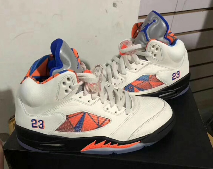 AJ5,Air Jordan 5,136027-148  质感出众 + 醒目蓝橙！全新配色 Air Jordan 5 实物完整曝光