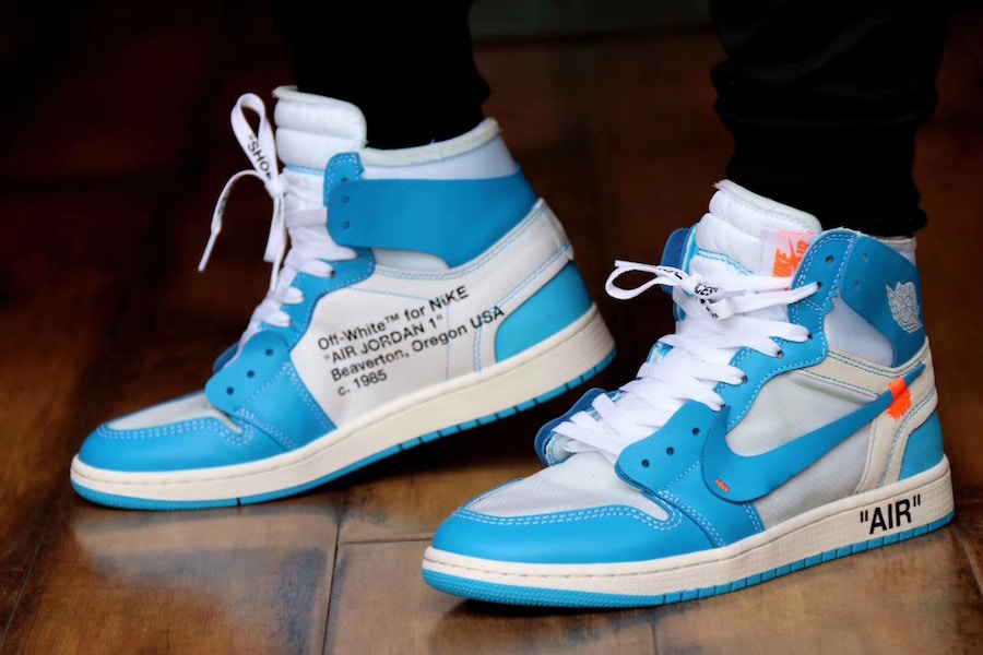 实物上脚,OFF-WHITE,AJ1,Air Jordan  也许是下月最难入手的球鞋！北卡 OFF-WHITE x AJ1 上脚效果如何？
