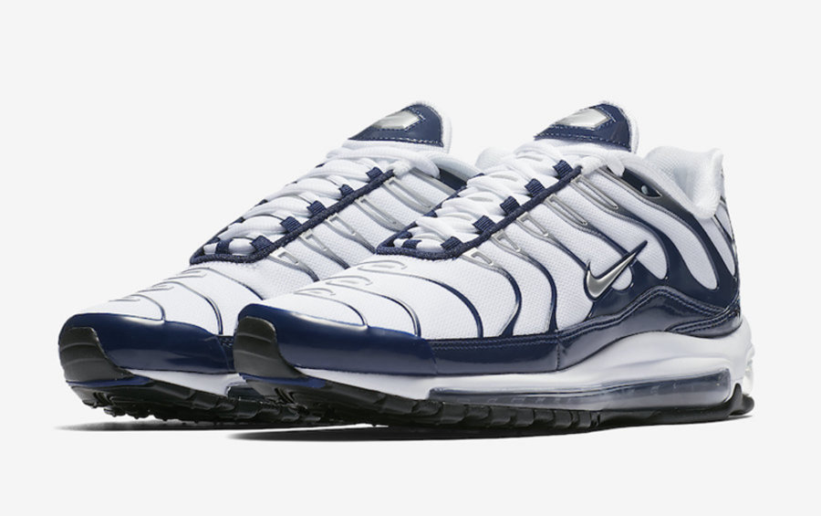 Nike,Air Max 97 Plus,AH8144-10  复古合体鞋！Nike Air Max 97 Plus 海军蓝配色即将登场