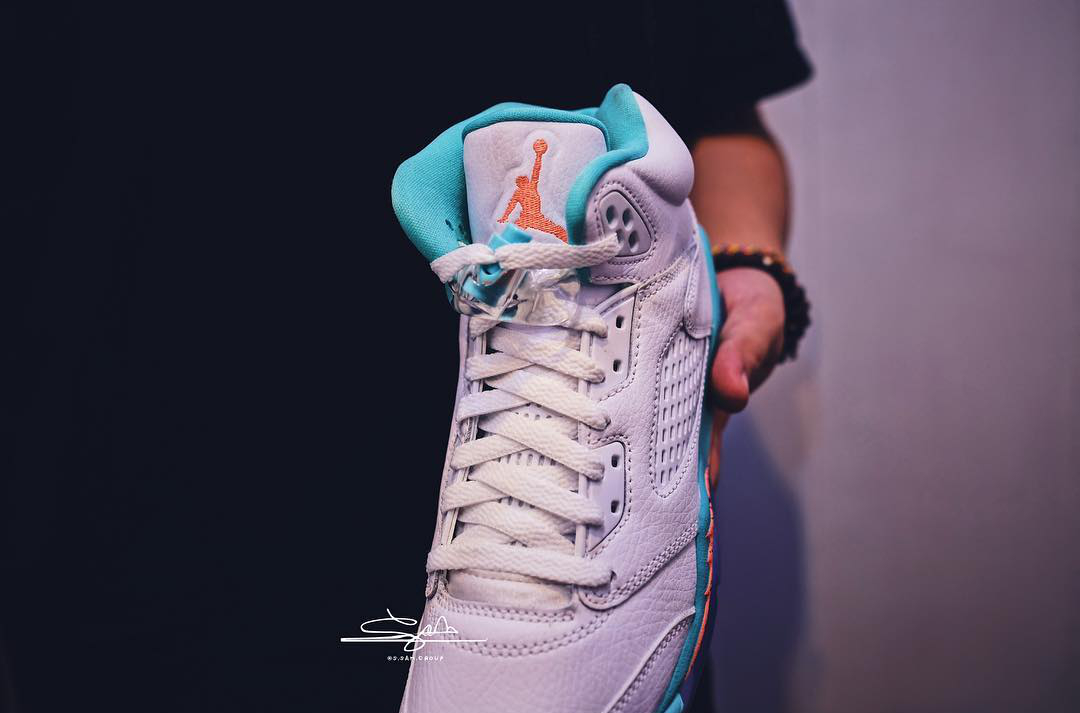 AJ5,Air Jordan 5 GS,开箱  清爽配色 + 荔枝皮面！全新 Air Jordan 5 GS 美图欣赏