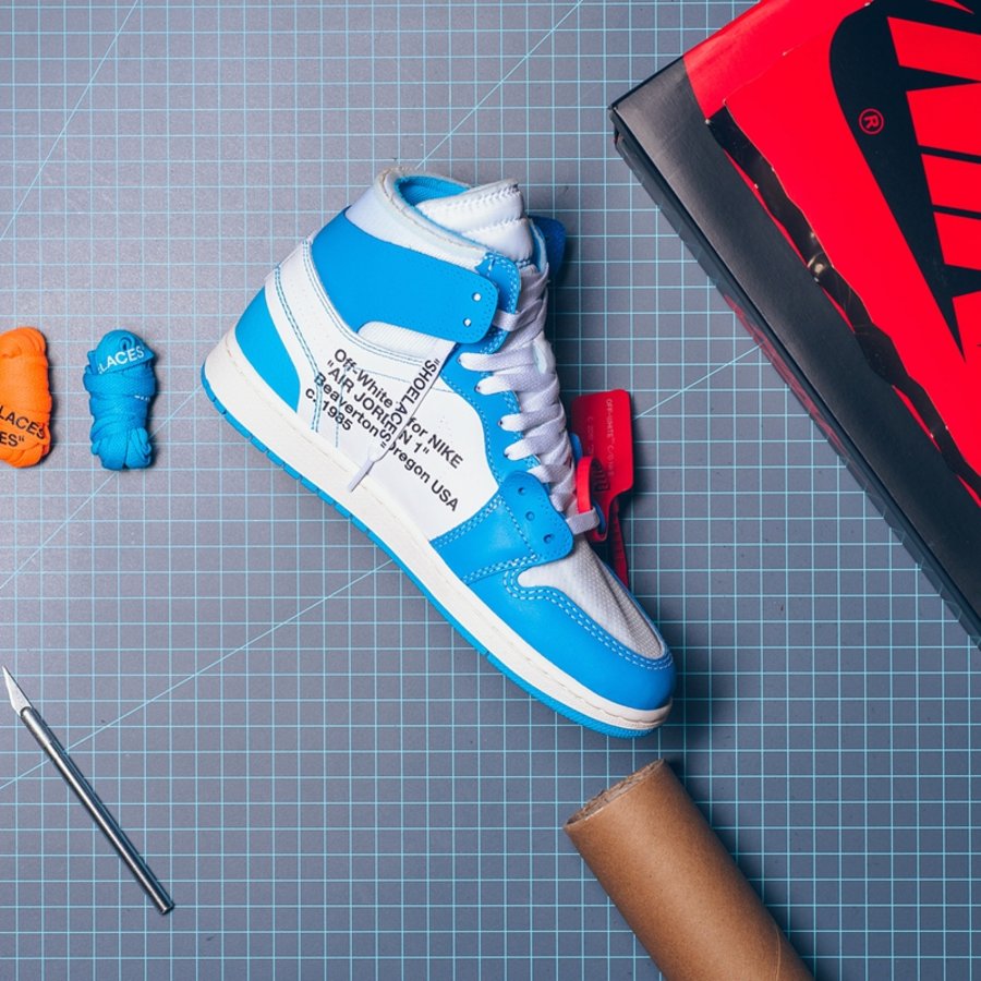 OFF-WHITE,Air Jordan 1,AJ1,AQ0  重点发售提醒！北卡蓝 OFF-WHITE x AJ1 明日官网发售