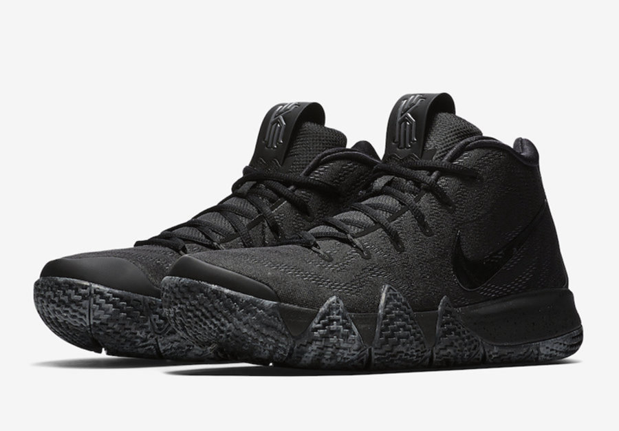 Nike,Kyrie 4,943807-008,发售  超酷纯黑装扮！Nike Kyrie 4 “Triple Black” 现已发售