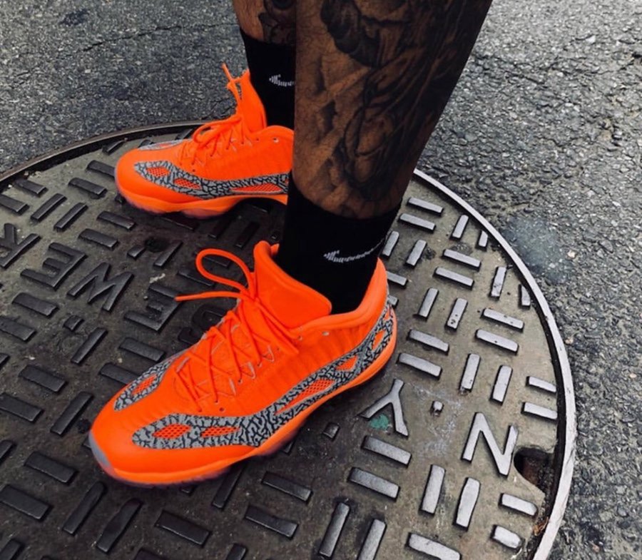Air Jordan 11 IE,AJ11,上脚  全橙鞋身 + 爆裂纹！Air Jordan 11 IE 全新配色曝光