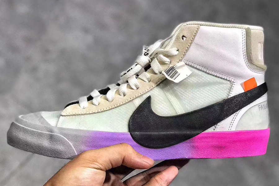 Nike,OFF-WHITE,Blazer Mid  渐变色中底！OFF-WHITE x Blazer Mid 采用蝉翼鞋面！