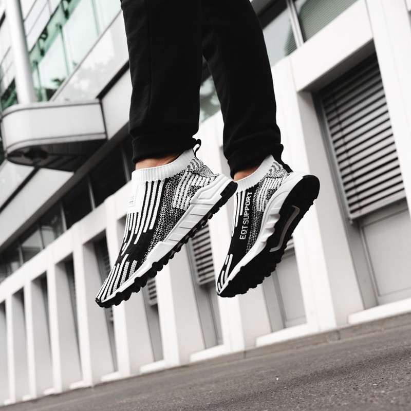 adidas,OVERKILL,adidas EQT Sup  黑白撞色条纹！adidas EQT Support Sock PK 实物上脚