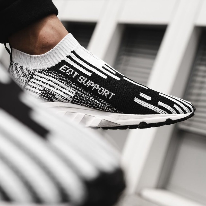 adidas,OVERKILL,adidas EQT Sup  黑白撞色条纹！adidas EQT Support Sock PK 实物上脚
