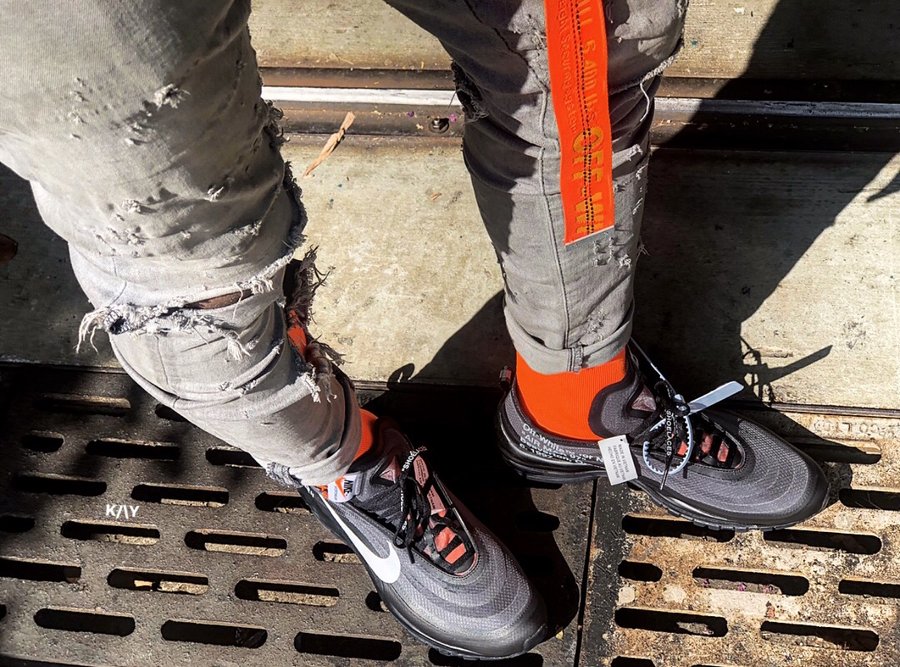 OFF-WHITE,Nike,Air Max 97,AJ45  发售日期公布！来看看黑色 OFF-WHITE x Air Max 97 上脚如何！