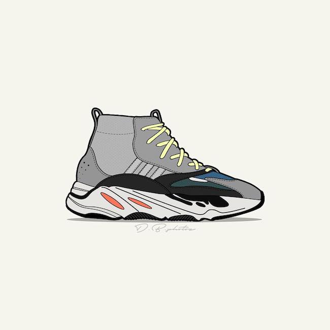 yeezy700,yeezy350,adidas,nike,  球鞋趣图丨这些插画把球鞋变得特别可爱！中帮 Yeezy 了解一下？