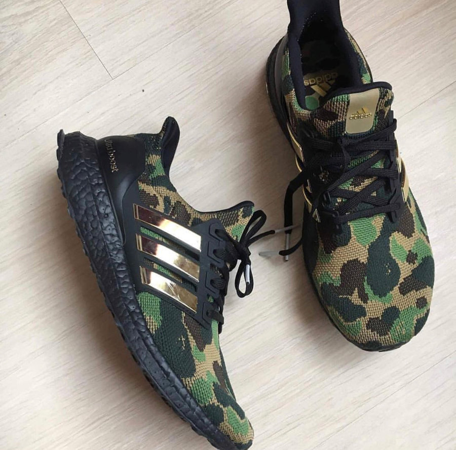 BAPE,Ultra Boost,UB  经典迷彩加持！BAPE® x adidas Ultra Boost 首次曝光！