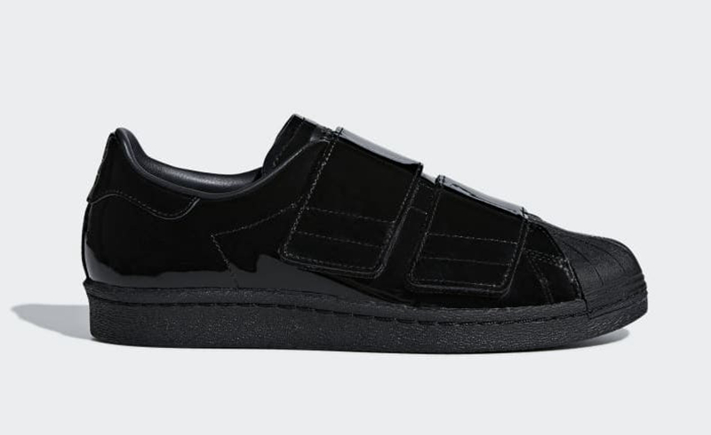 adidas,Superstar 80s CF,发售  前卫的漆皮绑带版本！纯黑 adidas Superstar 80s CF 即将发售
