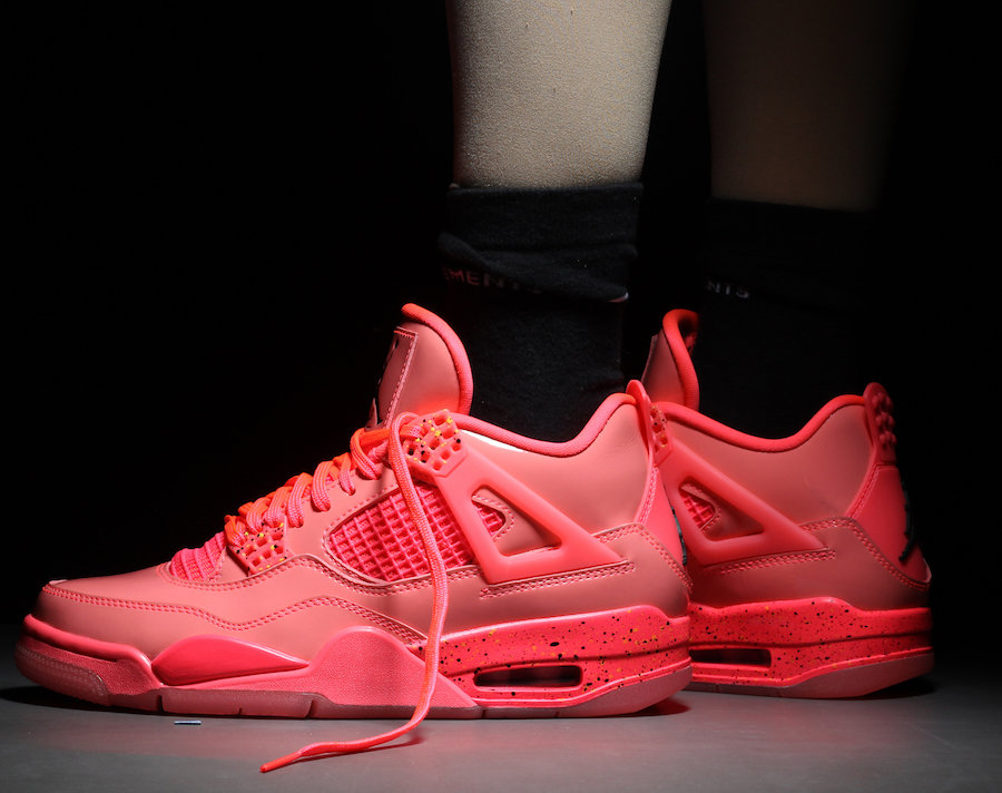 AJ4,Air Jordan 4,AQ9128-600,上脚  上脚不能再吸睛了！粉红漆皮 Air Jordan 4 下月发售