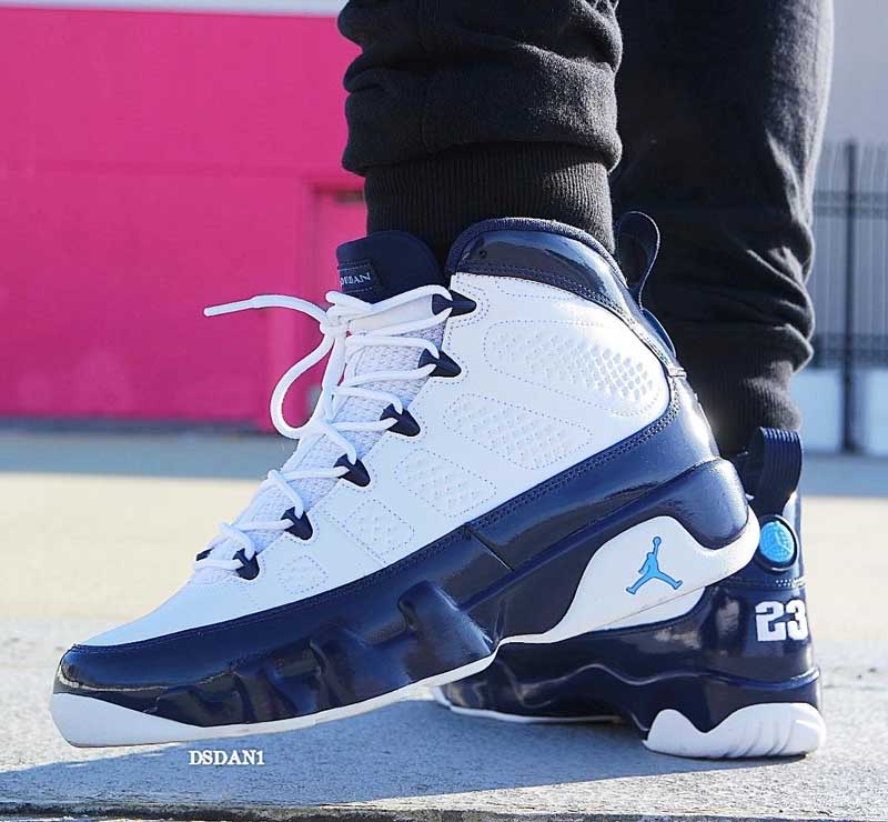 发售,Nike,Air Jordan 9,UNC  上脚美图来啦！北卡蓝 Air Jordan 9 下周正式发售