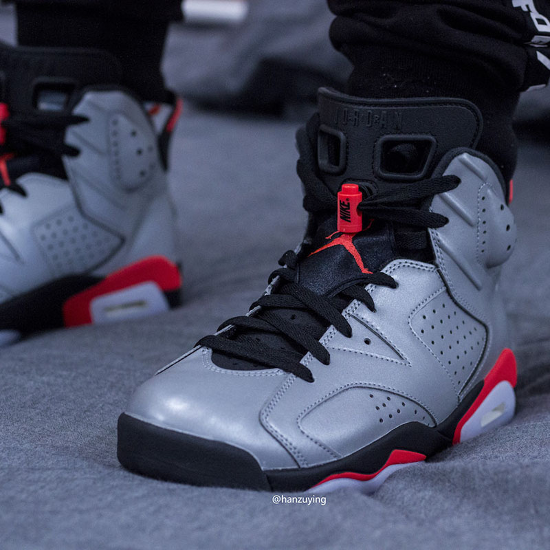 Air Jordan 6,AJ6.上脚,Reflective  究竟有多闪？全身 3M 反光 Air Jordan 6 上脚效果图来了！