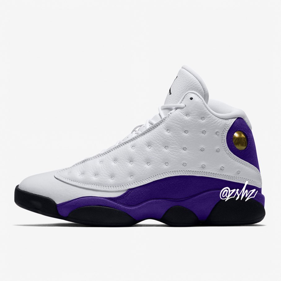 AJ13,Air Jordan 13,414571-105  紫金湖人配色实物首次曝光！全新 Air Jordan 13 七月发售