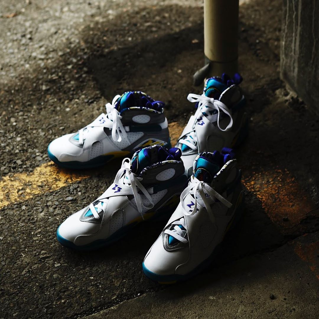 Air Jordan 8 “White Aqua”,AJ8,  重现经典「水鬼」配色！ Air Jordan 8 “Aqua” 实物美图欣赏！