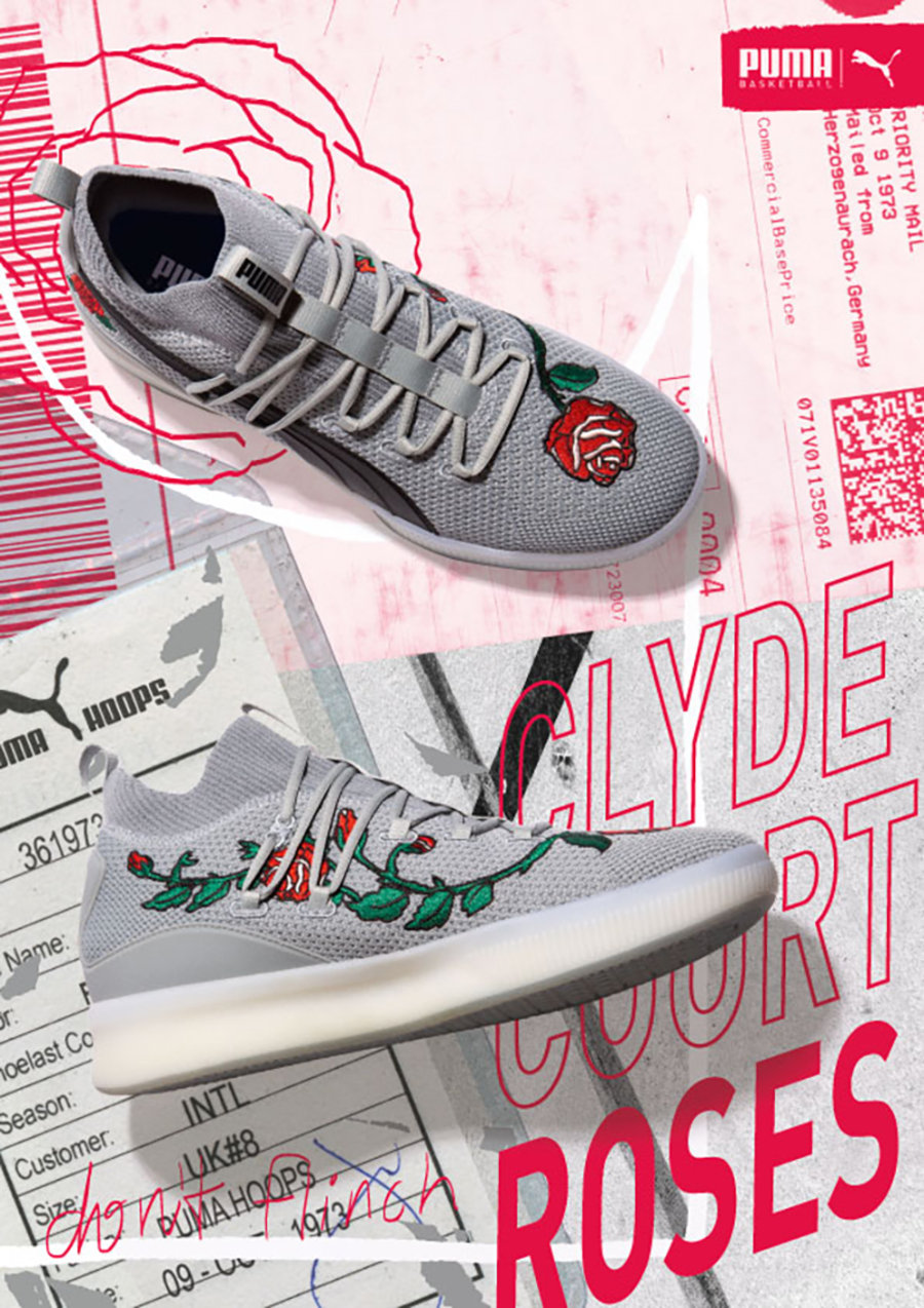 PUMA,Clyde Court,发售  玫瑰刺绣装扮！PUMA Clyde Court “Roses” 现已发售