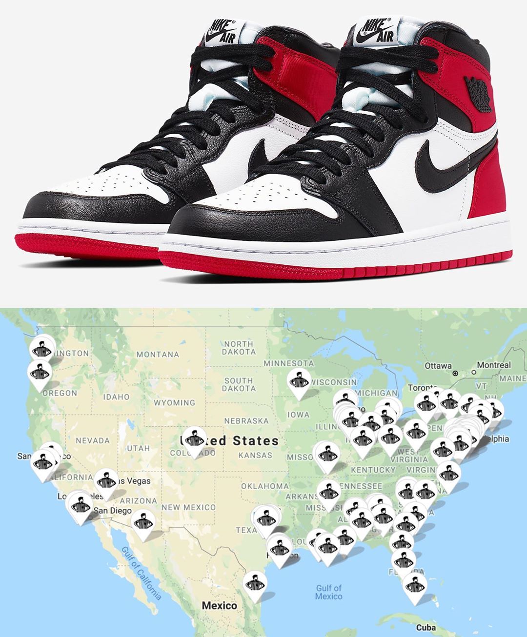 Air Jordan 1,AJ1,发售,CD0461-016  海外店铺货量释出！丝绸黑脚趾 AJ1 原价入手难度不小！