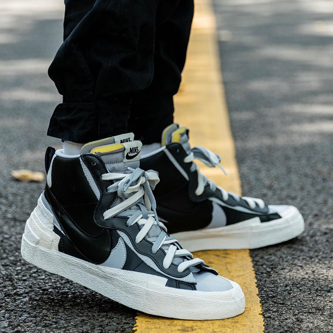Sacai,Nike,Blazer Mid,上脚,发售,BV  9 月 19 日国内发售！黑灰 Sacai x Nike Blazer Mid 上脚真的帅