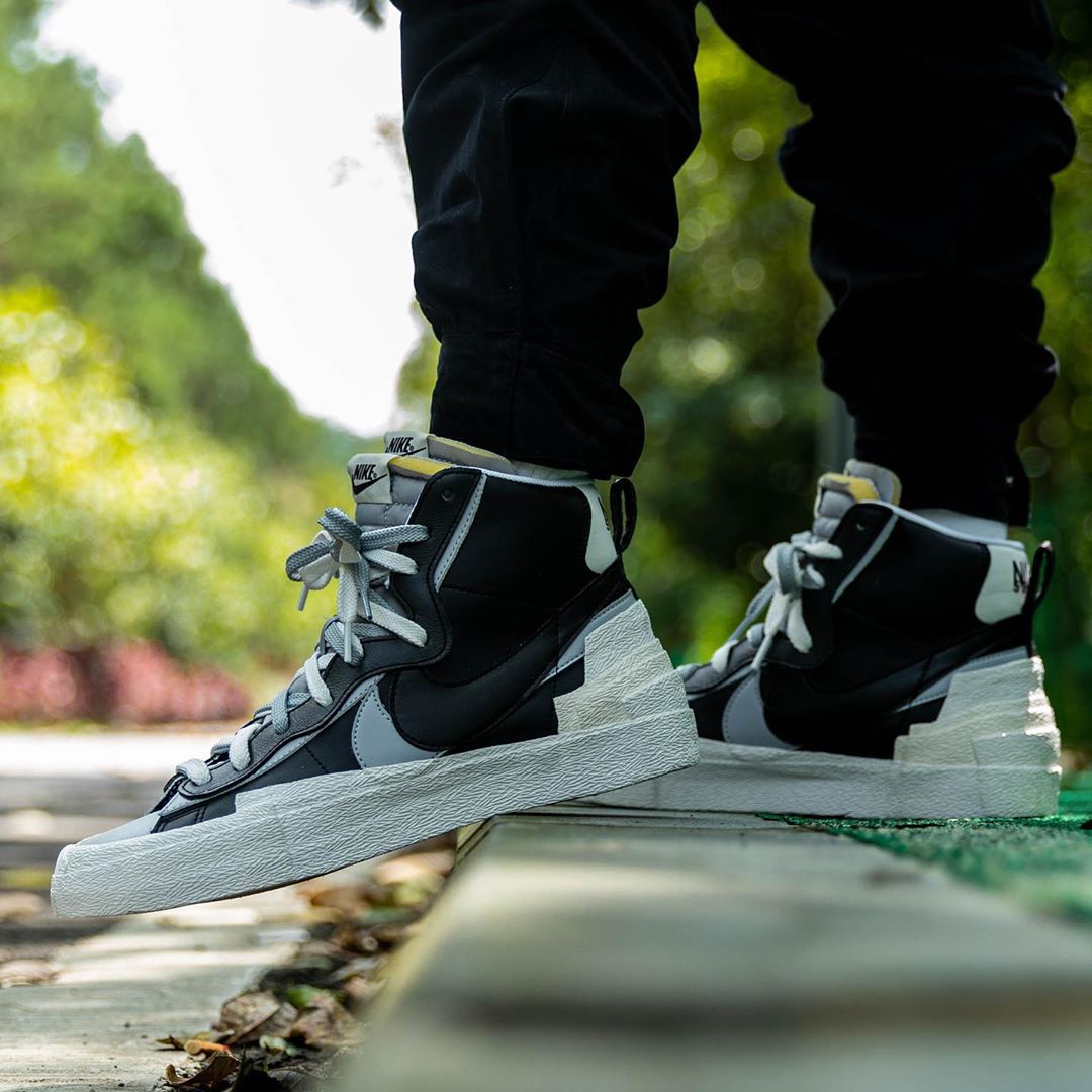 Sacai,Nike,Blazer Mid,上脚,发售,BV  9 月 19 日国内发售！黑灰 Sacai x Nike Blazer Mid 上脚真的帅