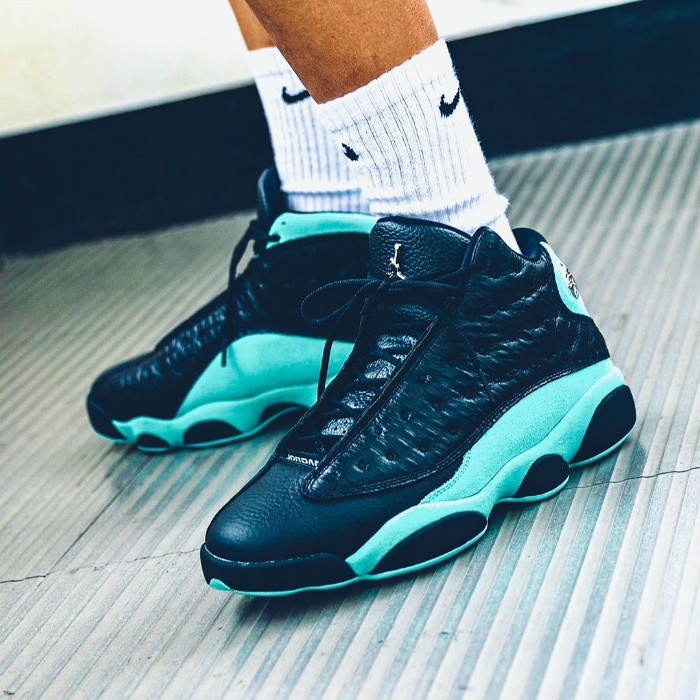 Air Jordan 13,AJ13,Island Gree  上脚效果首次曝光！鳄鱼纹 + 蒂芙尼色的 AJ13 可真够「野」