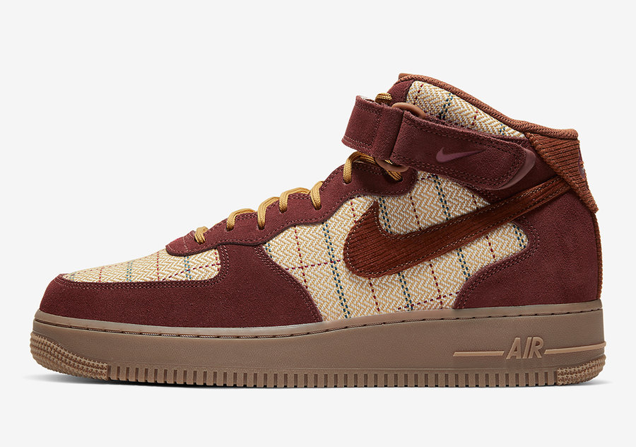 Nike,AF1,Air Force 1,CT1206-90  英伦风格纹鞋面！全新 Air Force 1 Mid 现已发售