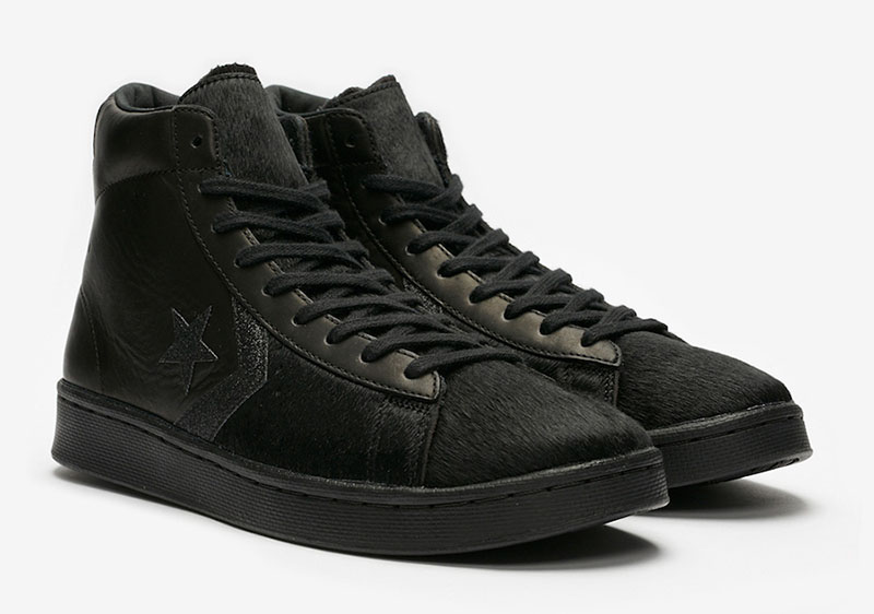 Converse,Pro Leather Mid  纯黑马毛+不对称鞋面！Converse Pro Mid 新品即将发售！