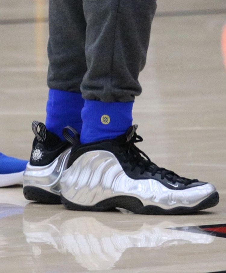 Nike,Air Foamposite One,哈达威  电光银喷？哈达威上脚最新 Nike Air Foamposite One！
