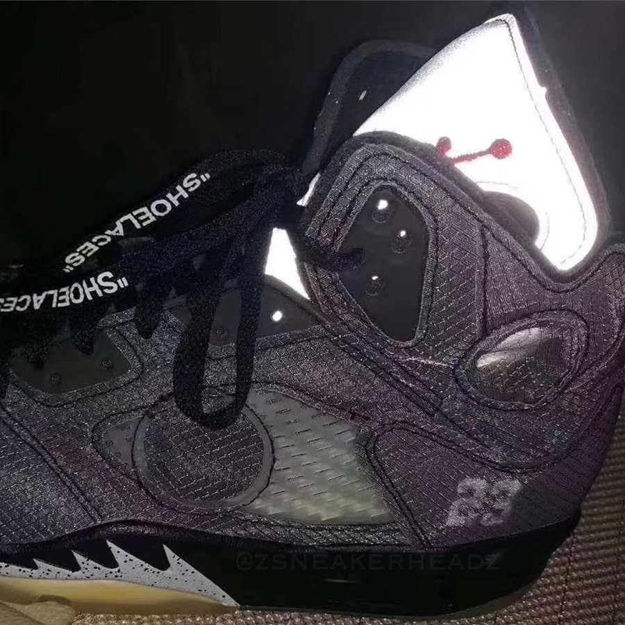 OFF-WHITE,AJ5,Air Jordan 5  蝉翼鞋面！OFF-WHITE x Air Jordan 5 实物新图曝光！