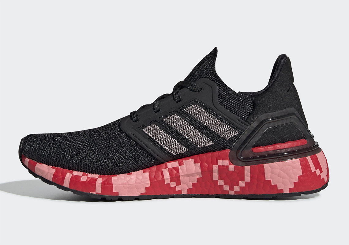 adidas,Ultra Boost 20,发售  像素桃心涂装 Ultra Boost 20 刚刚上架！情人节送礼看这里！