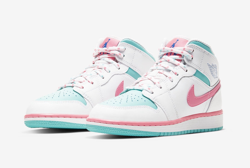 AJ1,Air Jordan 1 Mid GS,Digita  适合春季的甜美配色！这双 AJ1 新品细节还真不少！