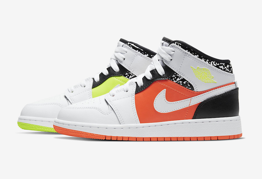 554725-870,Air Jordan 1 Mid,AJ  鸳鸯撞色 + 黑白泼墨！这双 Air Jordan 1 新品吸睛指数爆表！